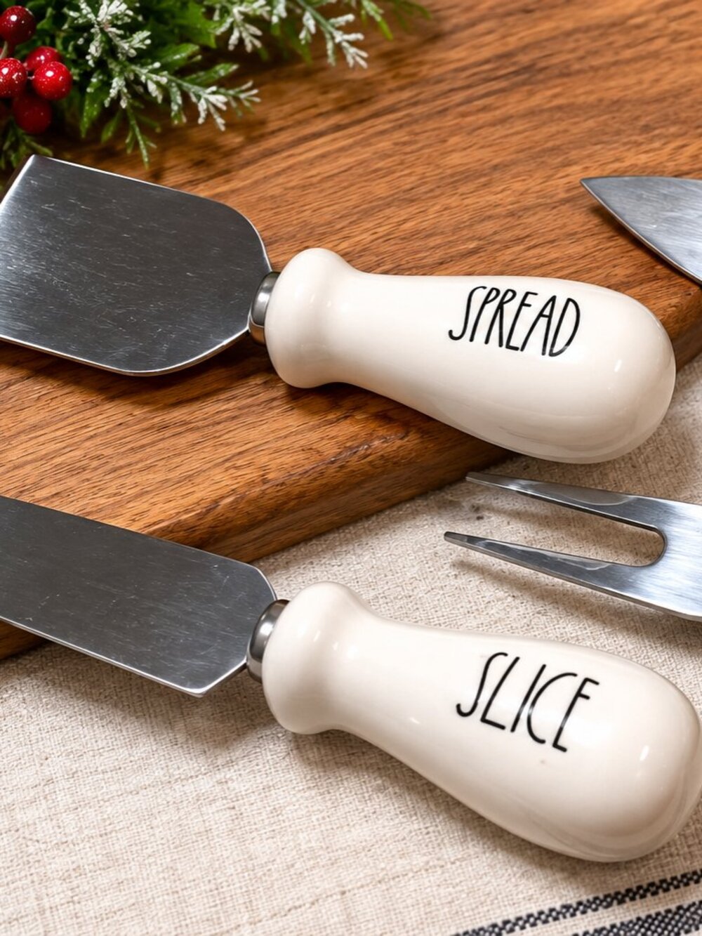 Rae Dunn Cheese Knife Set of 4 Spread Sliver Slice Shave Charcuterie Ceramic